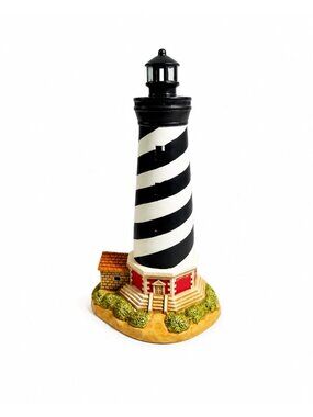 Night Light Cape Hattaras Lighthouse Geo Lefton Porcelain Ceramic Vintage North